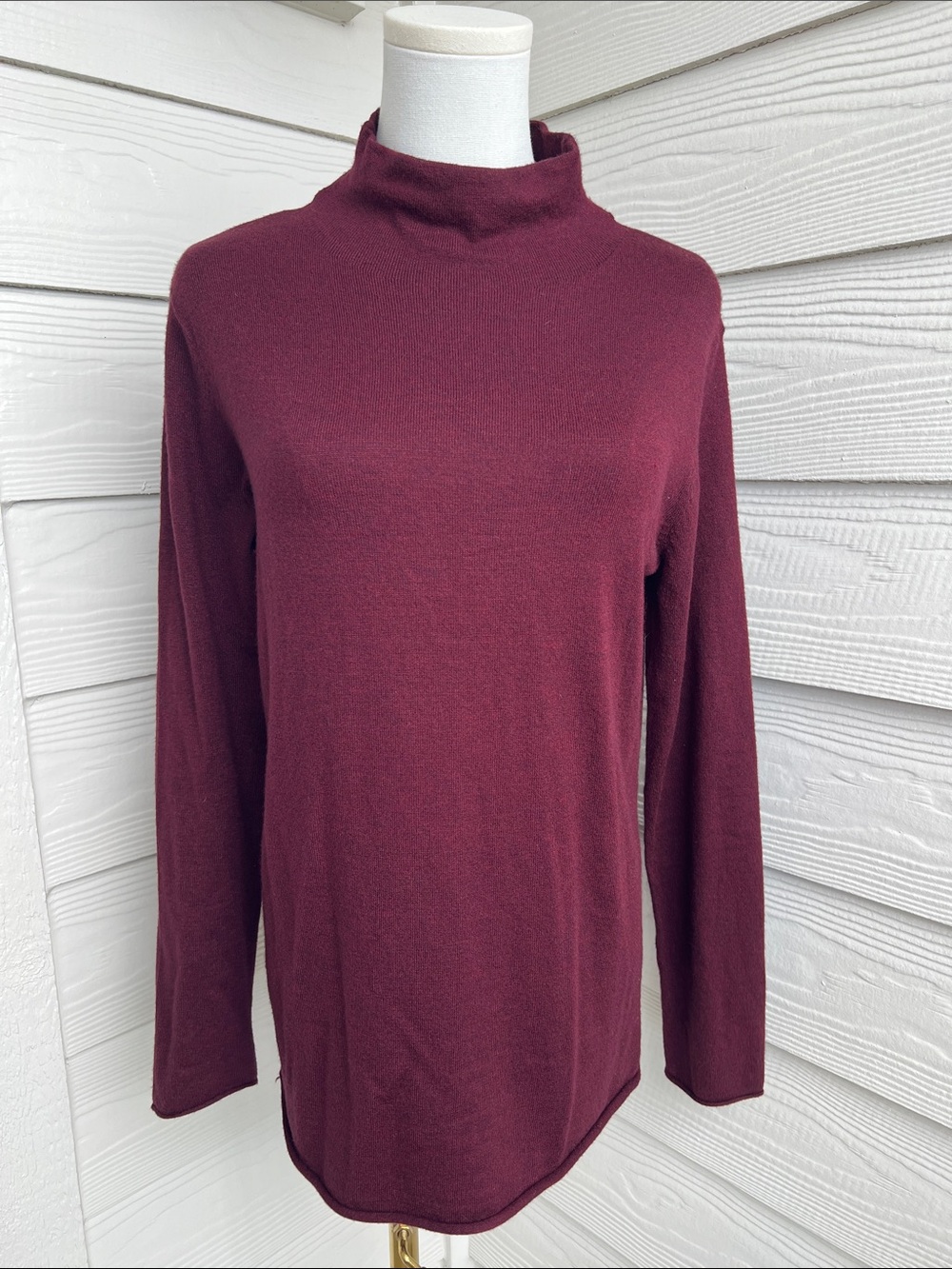 Premise Mock Neck Sweater in Deep Wine/Burgundy